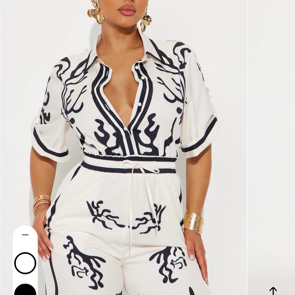 Fashion Nova Black and White Patterned Jumpsuit